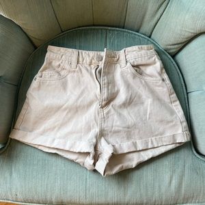 ROLLAS Beige/Cream High Rise Slim Duster Denim Shorts Size 25
